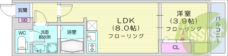 1LDK、エアコン、室内洗濯機置場、トイレ浴室別、収納