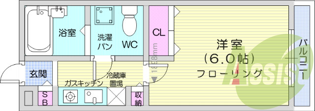 １K、エアコン、南向き、IH調理器具、収納、洗濯機置き場
