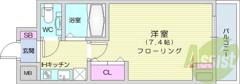 1K、セパレート、オール電化、クローゼット、オートロック