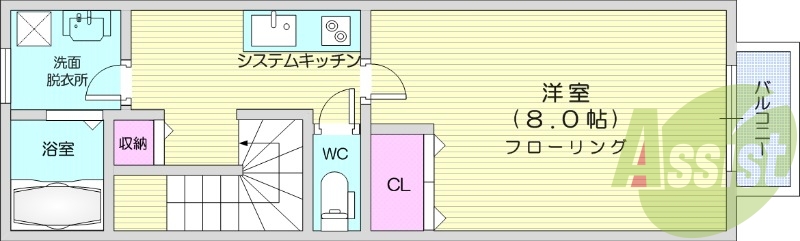 1K、エアコン、バストイレ別、独立洗面、モニターホン