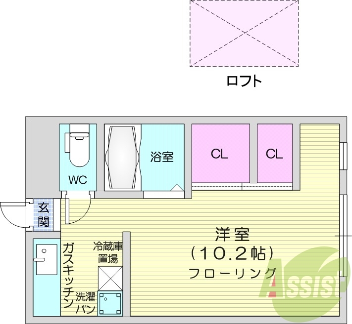 写真は別室です。1R、室内洗濯機置場、ロフト、浴室乾燥機