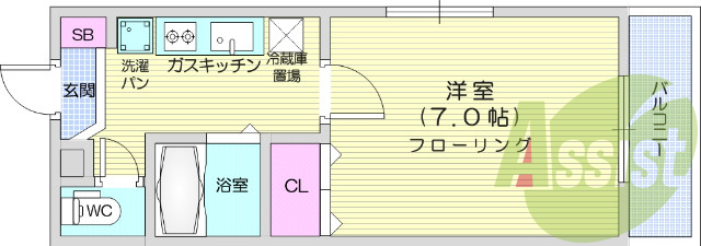 1K、クローゼット、ウォシュレット、エアコン