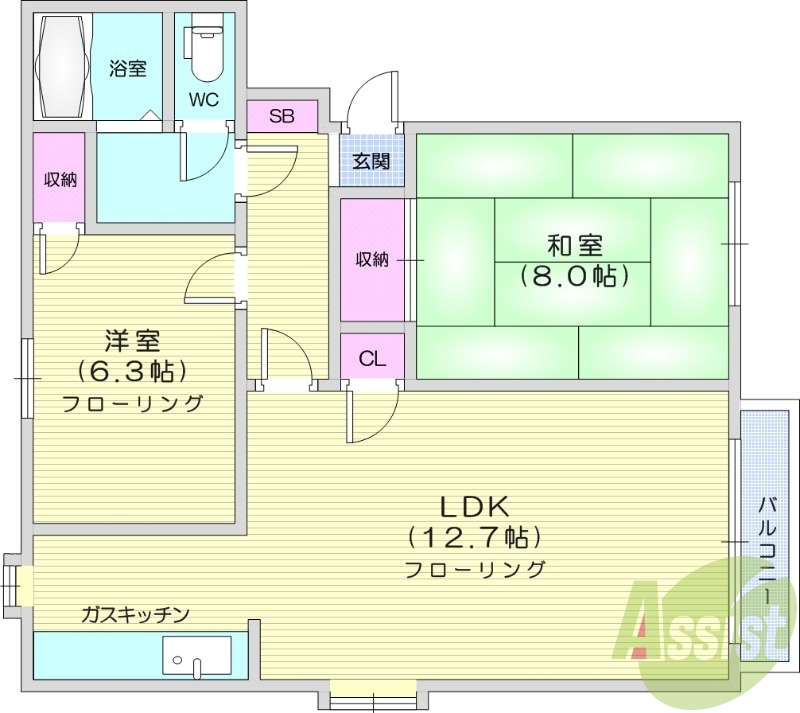 ２LDK、独立洗面台、エアコン、インターネット無料