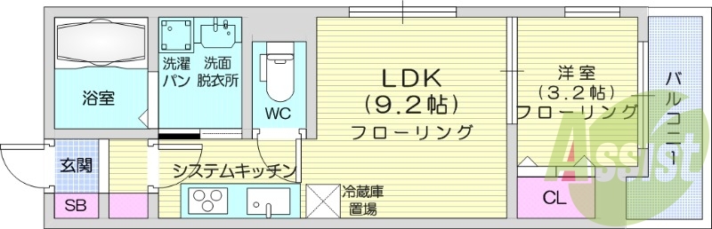 1LDK、追い焚き、モニター付きインターホン、温水洗浄便座