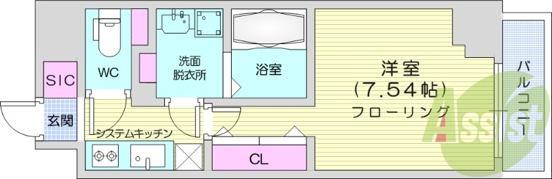 1K、オートロック、浴室乾燥機、オートバイ駐輪場