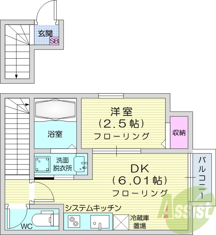 1DK、エアコン、追い焚き機能、浴室乾燥機