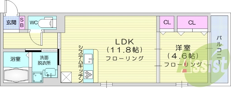 1LDK、エアコン、室内洗濯機置場、トイレ浴室別、収納