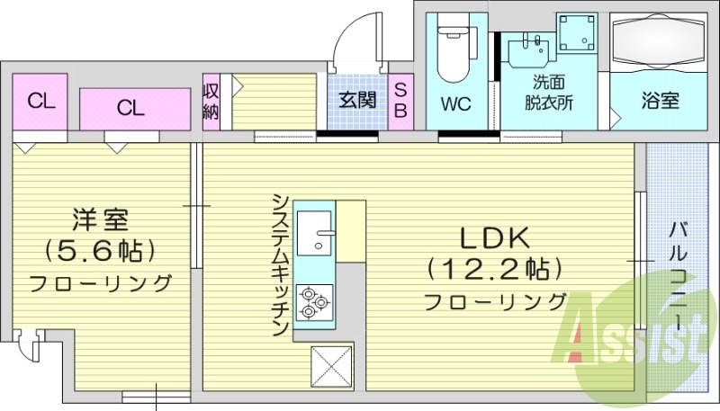 1LDK、エアコン、室内洗濯機置場、トイレ浴室別、収納