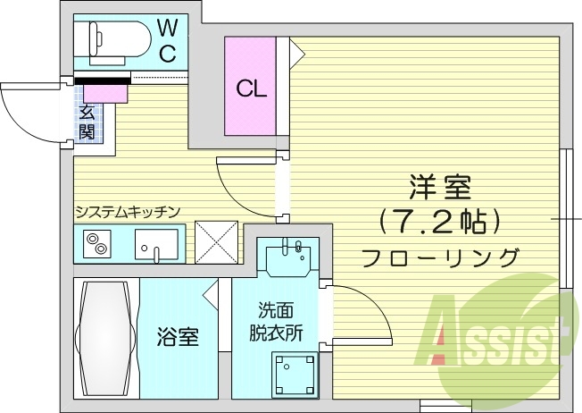 1K、エアコン、モニター付きインターホン