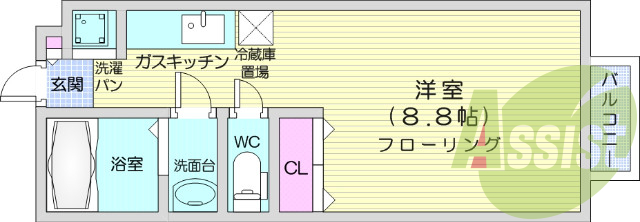 ワンルーム、モニター付きインターホン、ウォシュレット