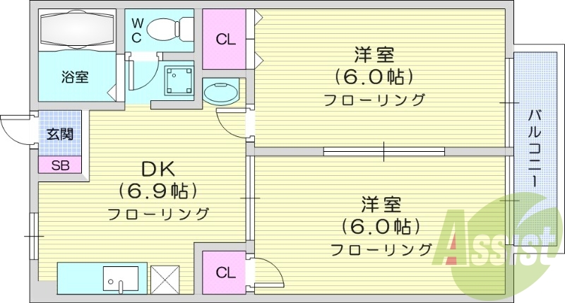 1LDK、ペット相談可、バストイレ別、温水便座