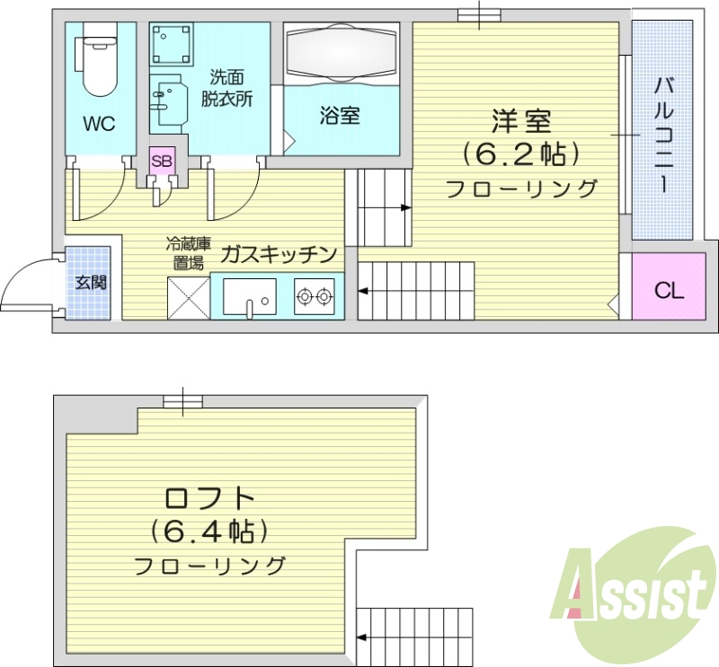 1K、温水洗浄便座、浴室乾燥機、TV付きインターホン