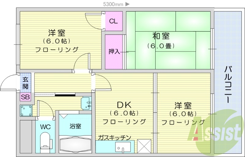 3DK、24時間緊急対応、カメラ付きインターホン。