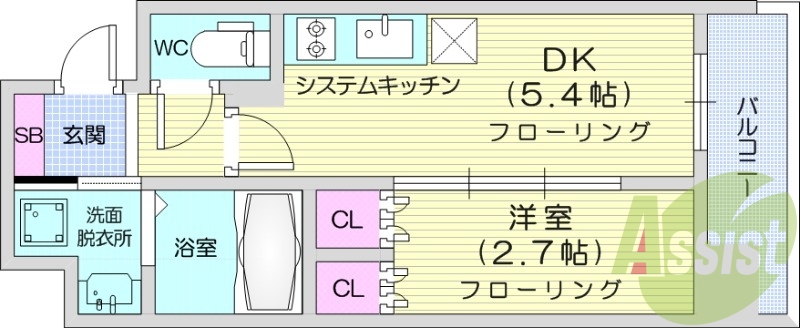 1DK、追い炊き機能、温水洗浄便座付き、インターネット無料