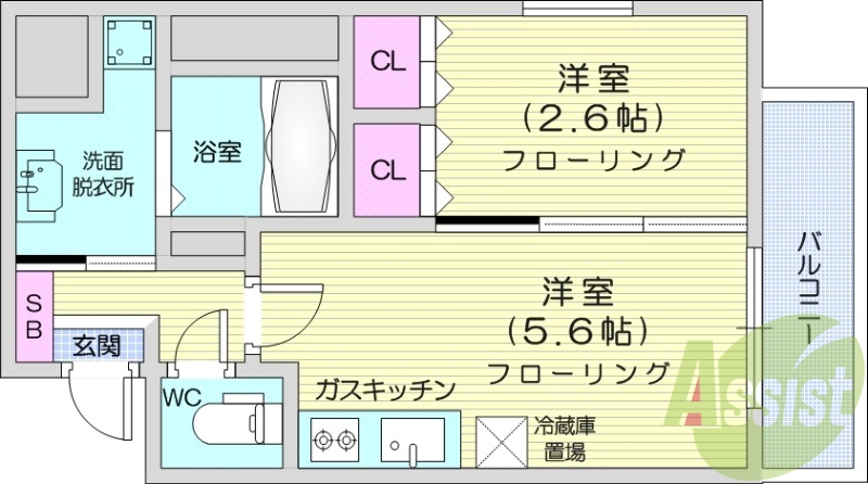 1DK、追い炊き機能、温水洗浄便座付き、インターネット無料