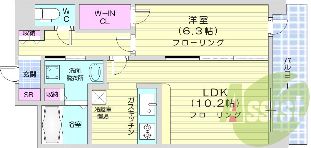 1LDK、オートロックで安心、宅配ボックス付き