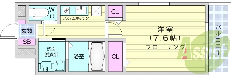1K、エアコン、浴室乾燥機、追い炊き機能