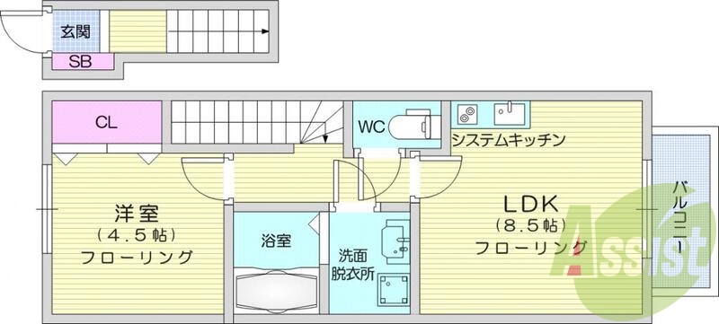 1LDK、浴室乾燥機、エアコン、室内洗濯機置き場、追い炊き