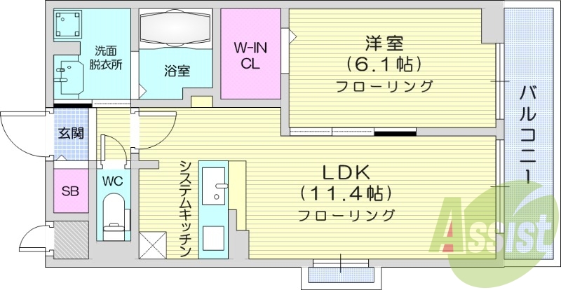 １LDK、オートロック付、ネット使用料不要、エアコン2台付き