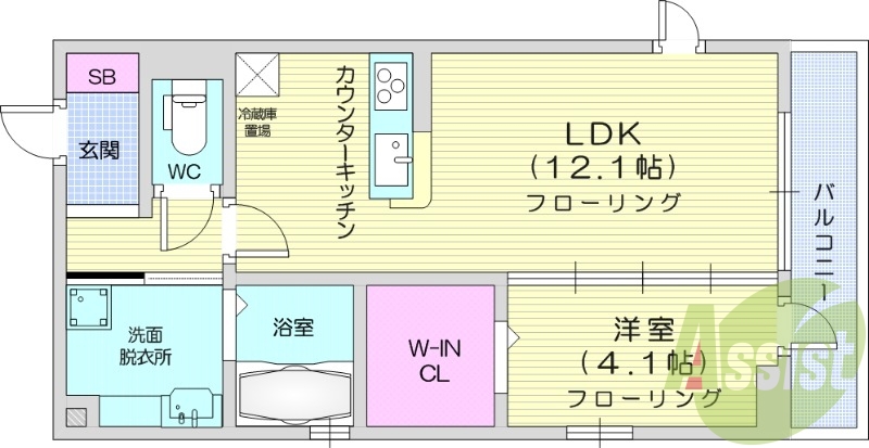 1LDK、温水洗浄便座、追い焚き機能、浴室乾燥、エアコン