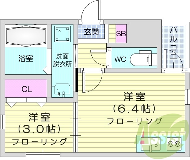 1DK、システムキッチン、オートロック、最上階角部屋