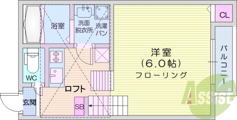 1K、ロフト付、浴室室乾燥機、温水洗浄便座、エアコン