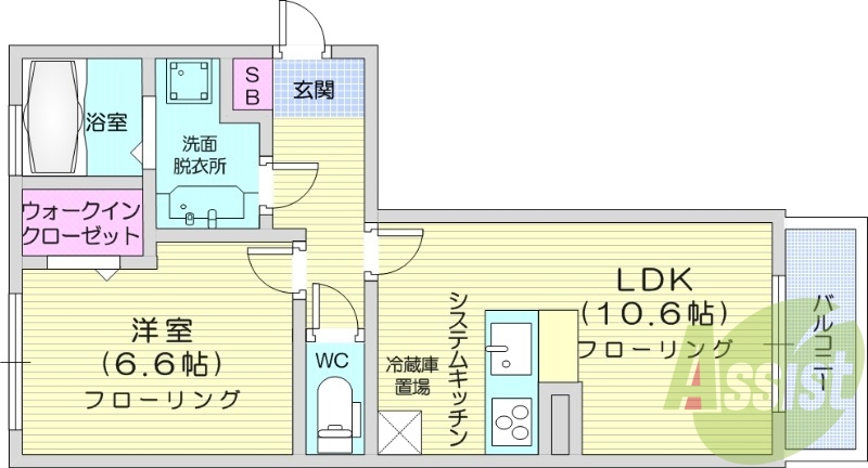 1LDK、オール電化、ペット可、宅配ボックス