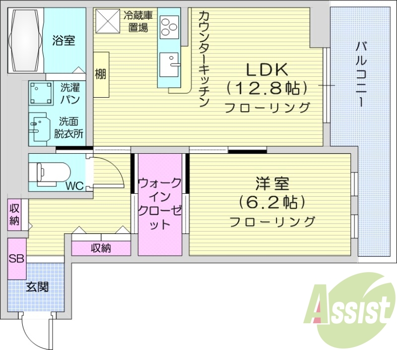 1LDK、オートロック、防犯カメラ、宅配ボックス