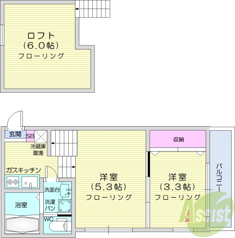 2K、デザイナーズ、シーリングファン、エアコン。