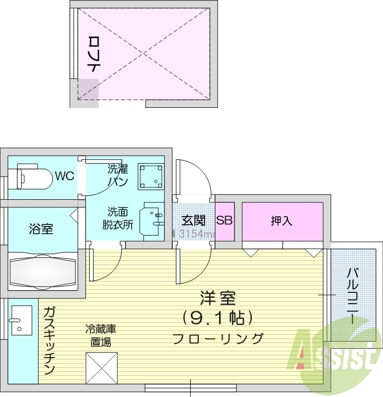 1R、温水洗浄便座、モニター付きインターホン