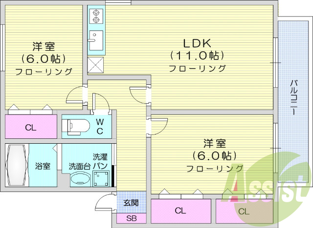 2LDK、追い焚き、床下収納、シャンプードレッサー
