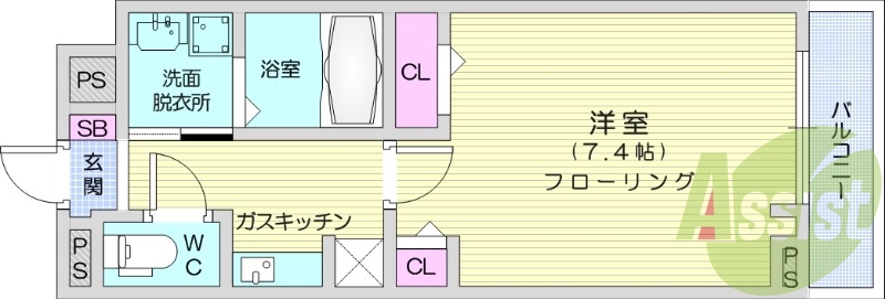 1K、ネット無料、オートロック、宅配BOX、浴室乾燥
