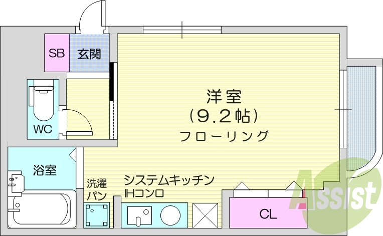 1R、エアコン、クローゼット、追い焚き機能、バス・トイレ別