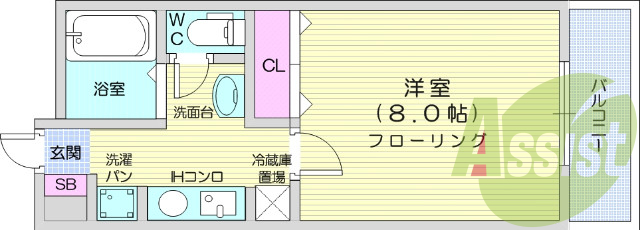 1K、モニター付きインターホン、IHクッキングヒーター