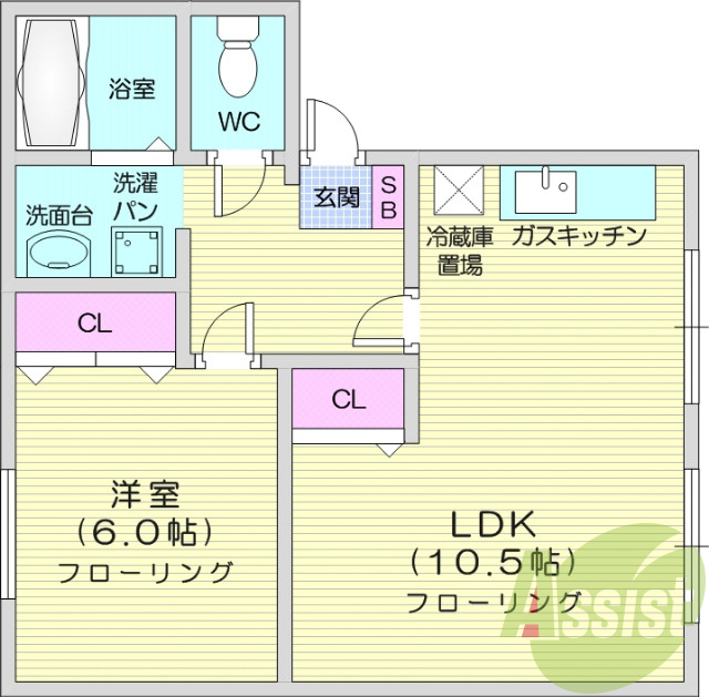 1LDK・ネット無料、シャワートイレ、洗面台独立、エアコン