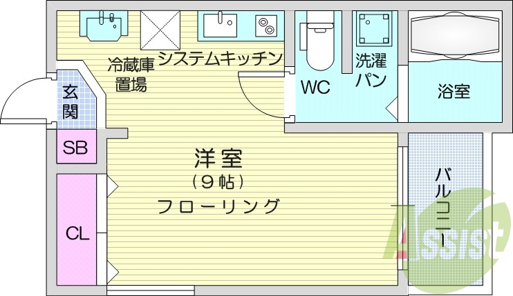ワンルーム、フローリング、インターネット無料
