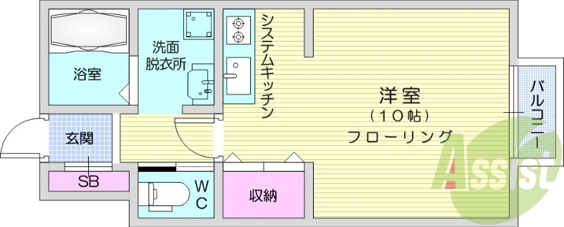 ワンルーム、エアコン、システムキッチン、角部屋、最上階