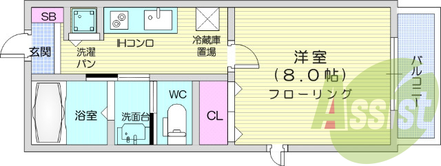 1K、モニター付きインターホン、エアコン