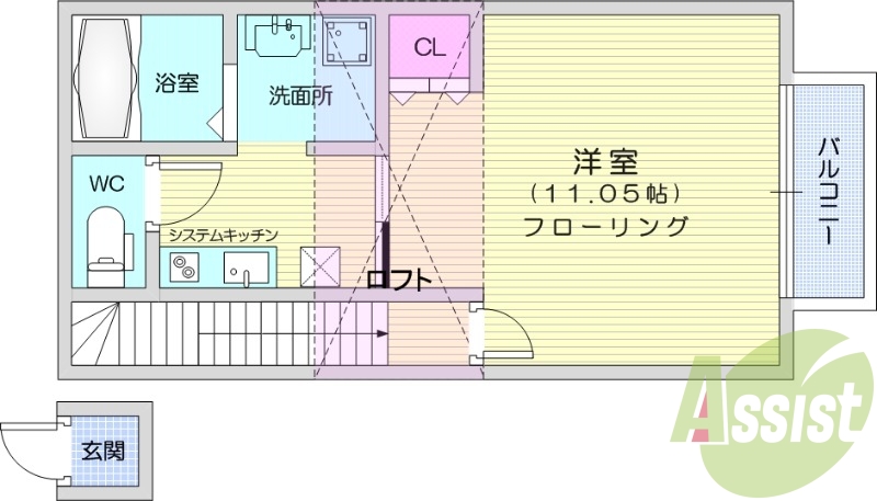 1K、ロフト付、温水洗浄便座、宅配ボックス