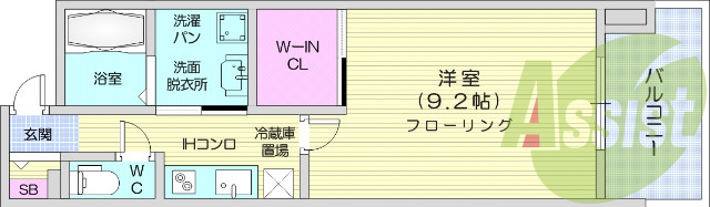 1LDK、ウォークインクローゼット、追い炊き、オートロック