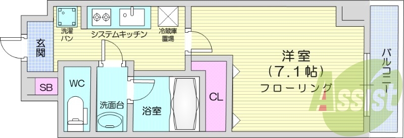 1K、小型犬可、モニター付きインターホン、オートロック。