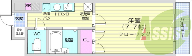 1K、バス・トイレ別、ウォシュレット機能付き。