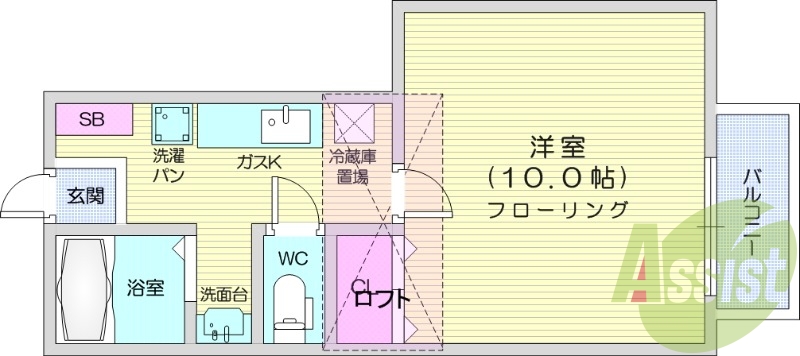 1K、JR仙山線「愛子」駅徒歩圏内、陽当たり良好
