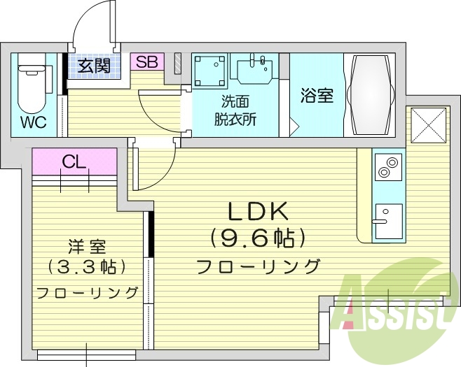 1LDK、エアコン、室内洗濯機置場、トイレ浴室別、収納