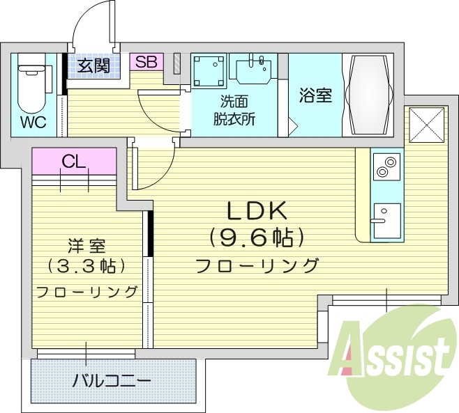 1LDK、エアコン、室内洗濯機置場、トイレ浴室別、収納