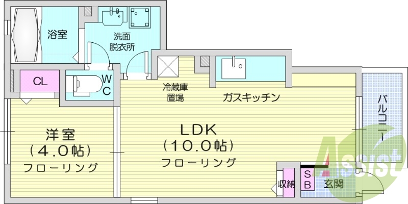 1LDK、浴室乾燥機、トランクルーム