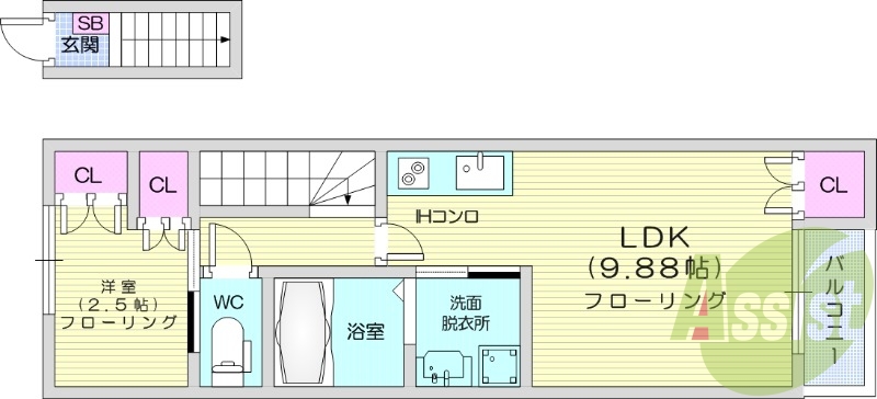 １LDK、温水洗浄便座、追い焚き機能、独立キッチン