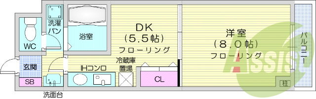 1DK、オートロック、エレベーター、オール電化