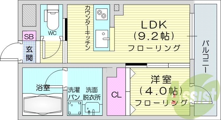 1LDK、IH、浴室乾燥、追い焚き、オートロック、エアコン
