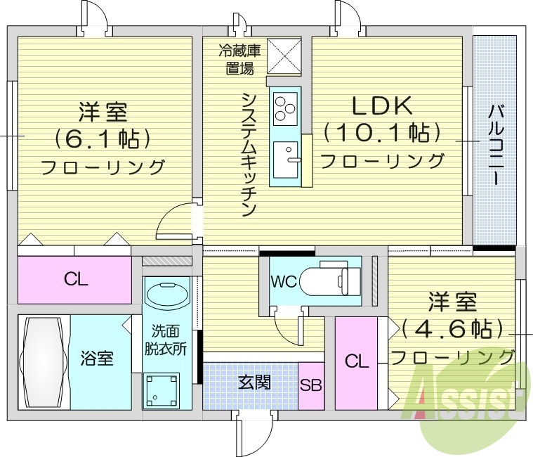 2LDK、エアコン、浴室乾燥機、追い炊き機能